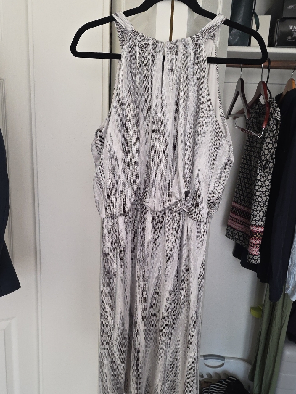 Chico's Gray and White Sleeveless Maxi Dress